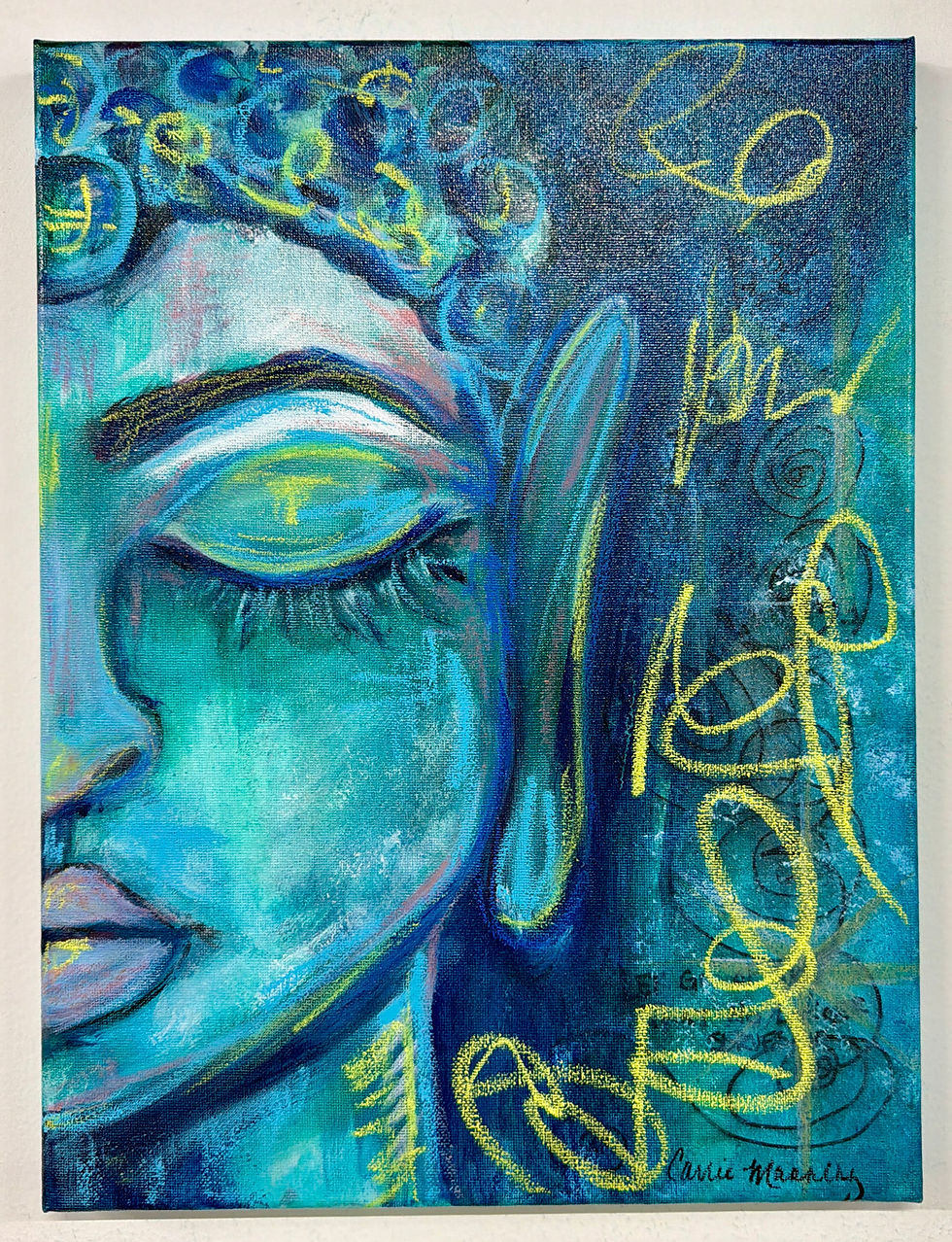 Blue Buddha painting at art workshops Bluffton SC