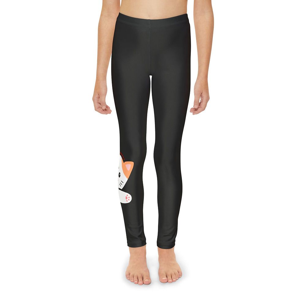 Thumbnail: Kawaii Kat Full-Length Girls' Leggings - Black