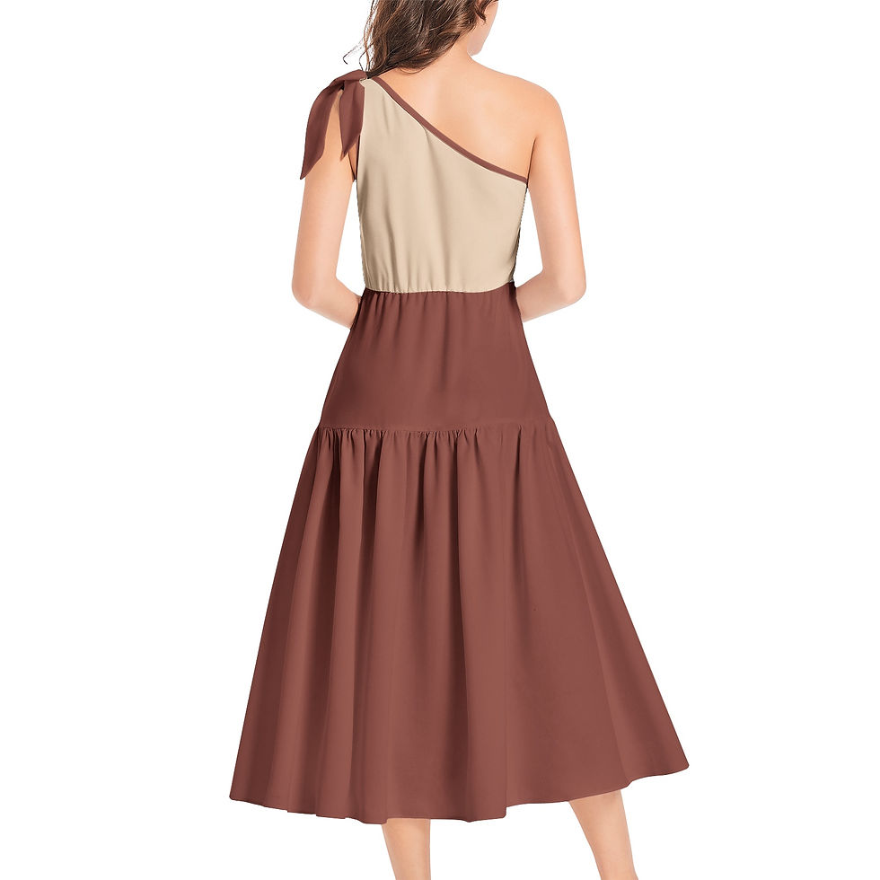 Thumbnail: TMR Ruffle Hem One Shoulder Midi Dress