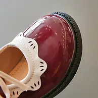 Dark Red and Cream Toddler Mary Jane Shoes