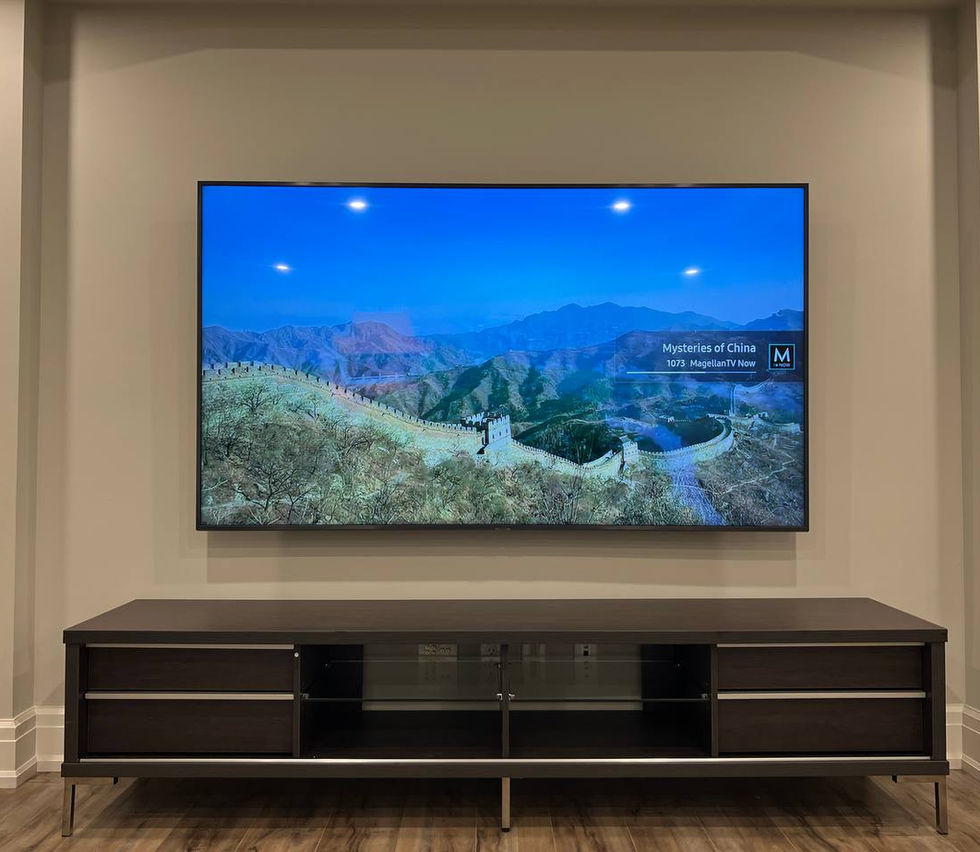 large television professionally mounted on wall, full motion tv television mount all wires hidden in wall