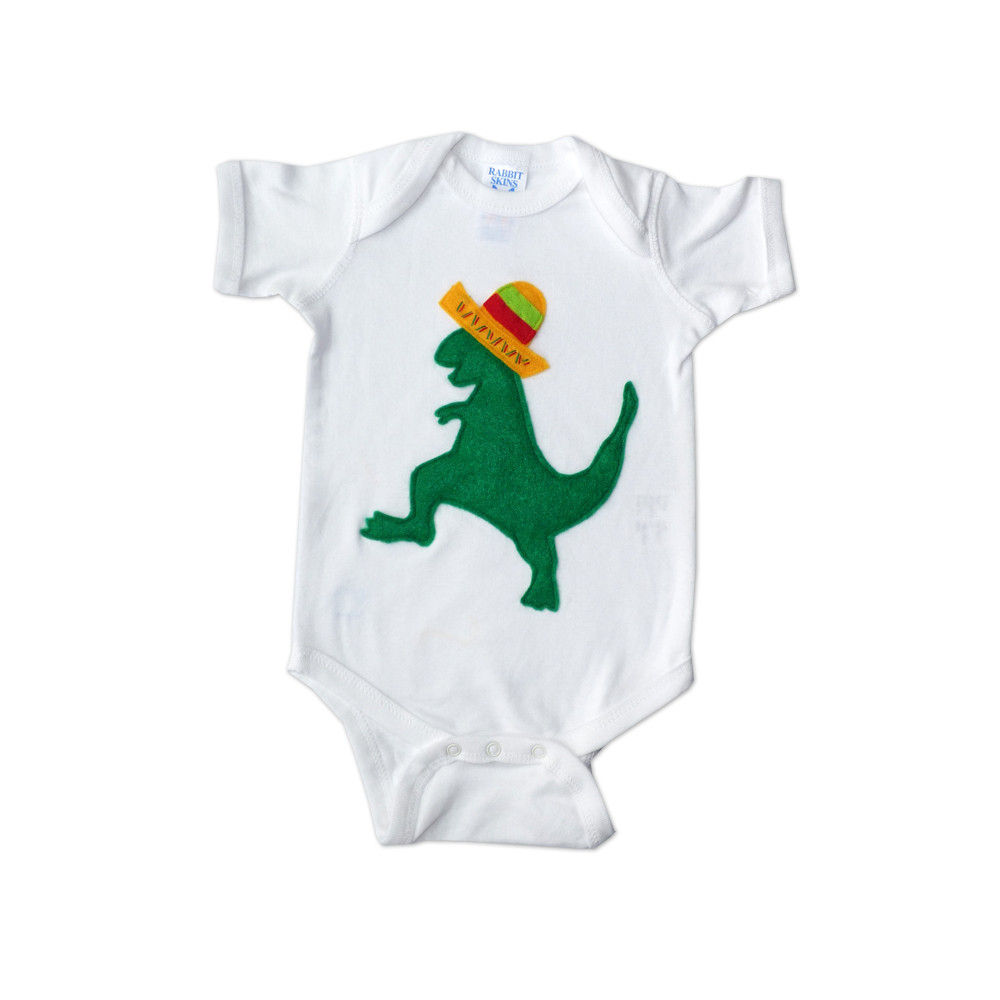 Baby Onesie - Mexican Dancing Dinosaur With Sombrero