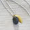 Thumbnail: Two tone charcoal agate half moon necklace