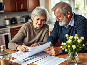 senior couples going over retirement papers