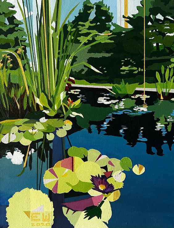 "Aquatic Garden" Acrylic on Canvas, 14" x 18" $400