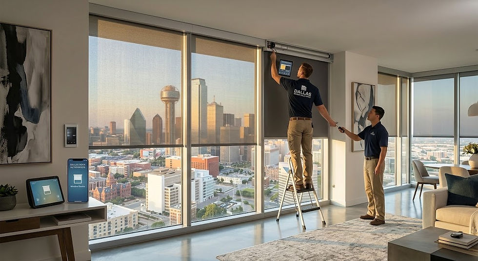 Smart Home Motorized Dual Roller Shades Installation in Dallas