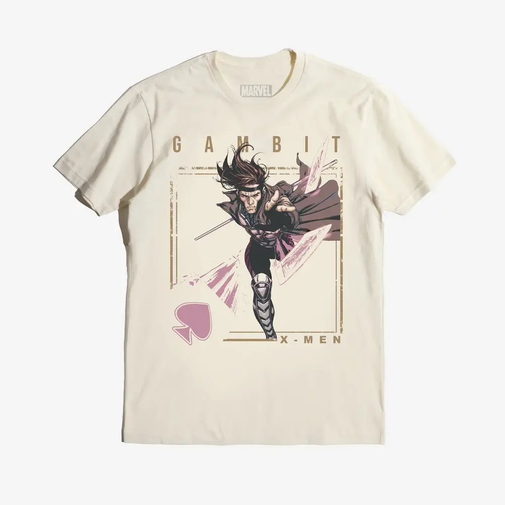 Marvel X-Men Gambit Throwing Aces Natural T-Shirt