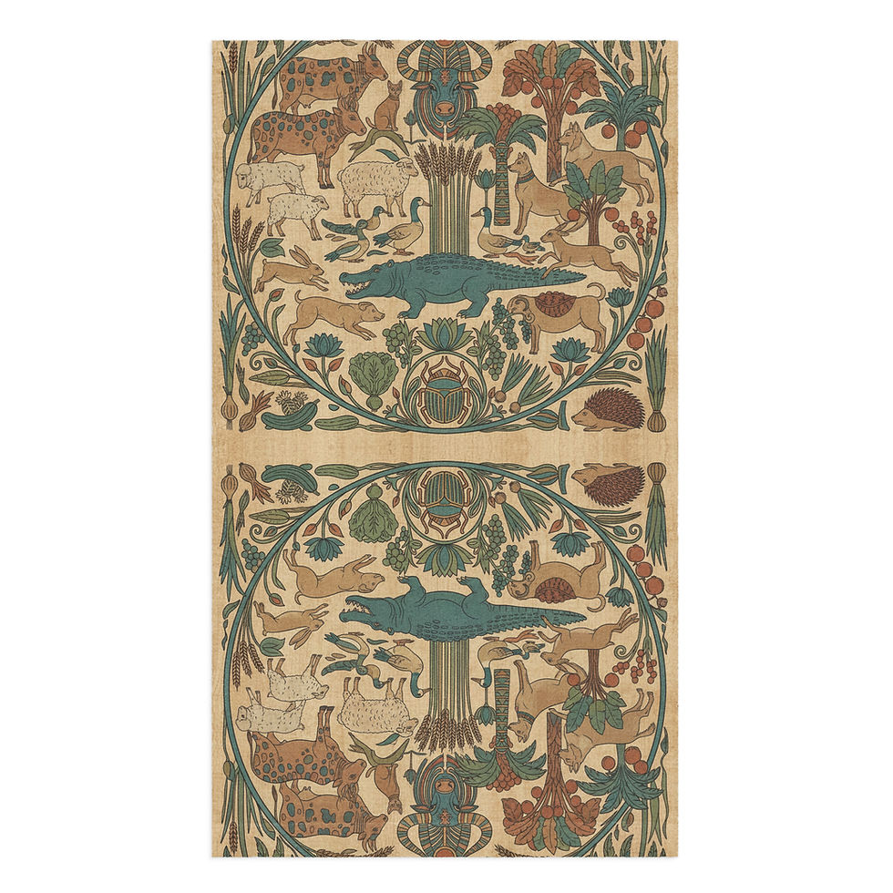 Hand towel featuring the flora and fauna of ancient Egypt