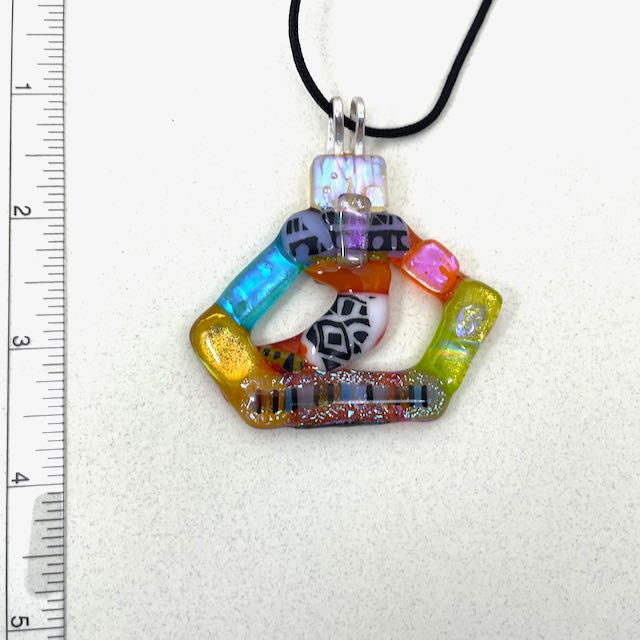 Turq Red Gree Yell Ameth "Loopey" Pendant