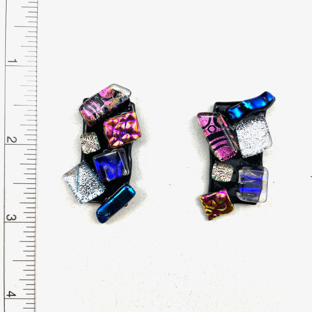 Pink Blue Silver Clip Earring