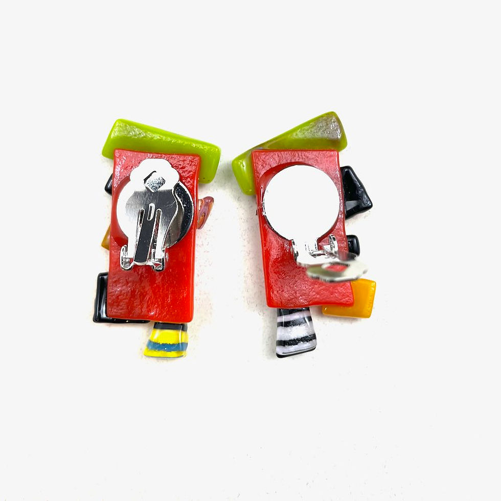 Thumbnail: Green Red Pink Yellow Clip Earring