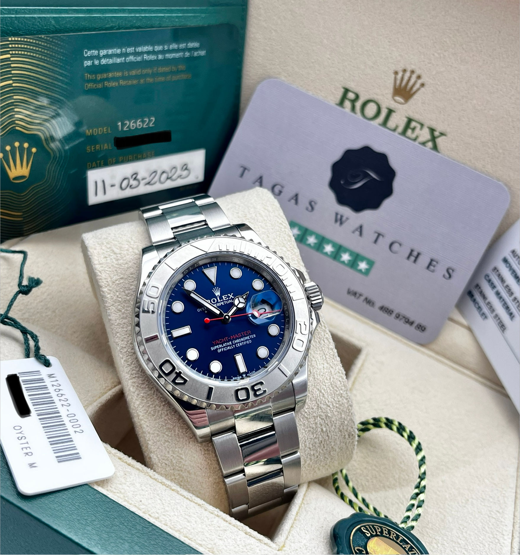 Rolex Yacht-Master Blue 40mm (126622) 2023 Box Papers Warranty