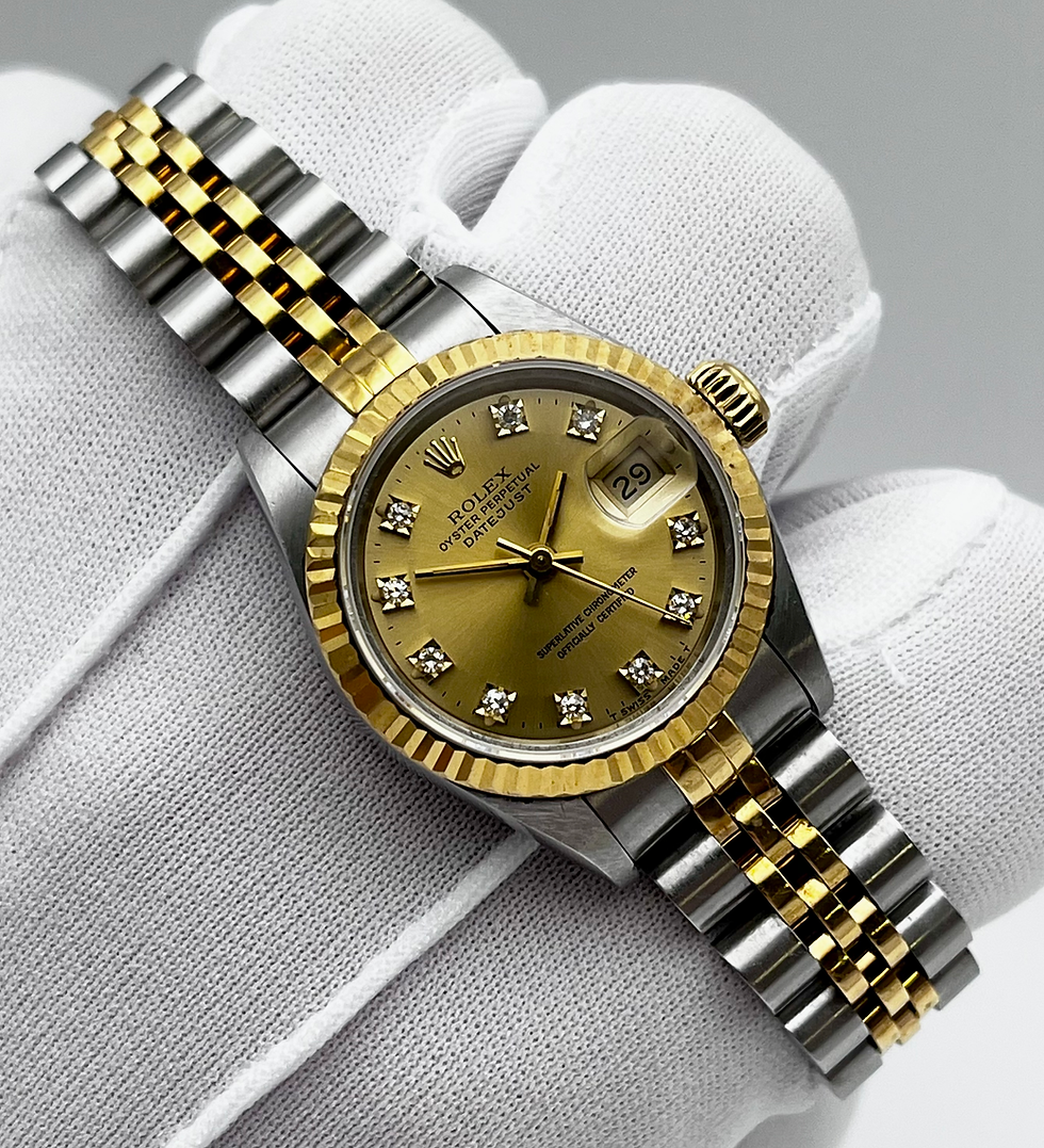 Ladies Rolex Datejust Bi-Metal Diamond 26mm (69173) 1992 Box Papers Warranty