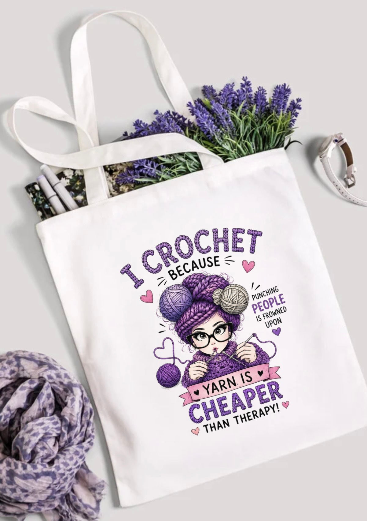 Crochet lover tote bag
