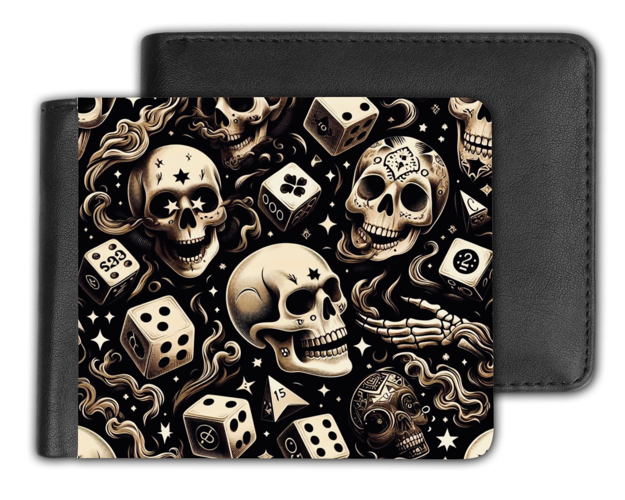 Cool skull gambler mens wallet
