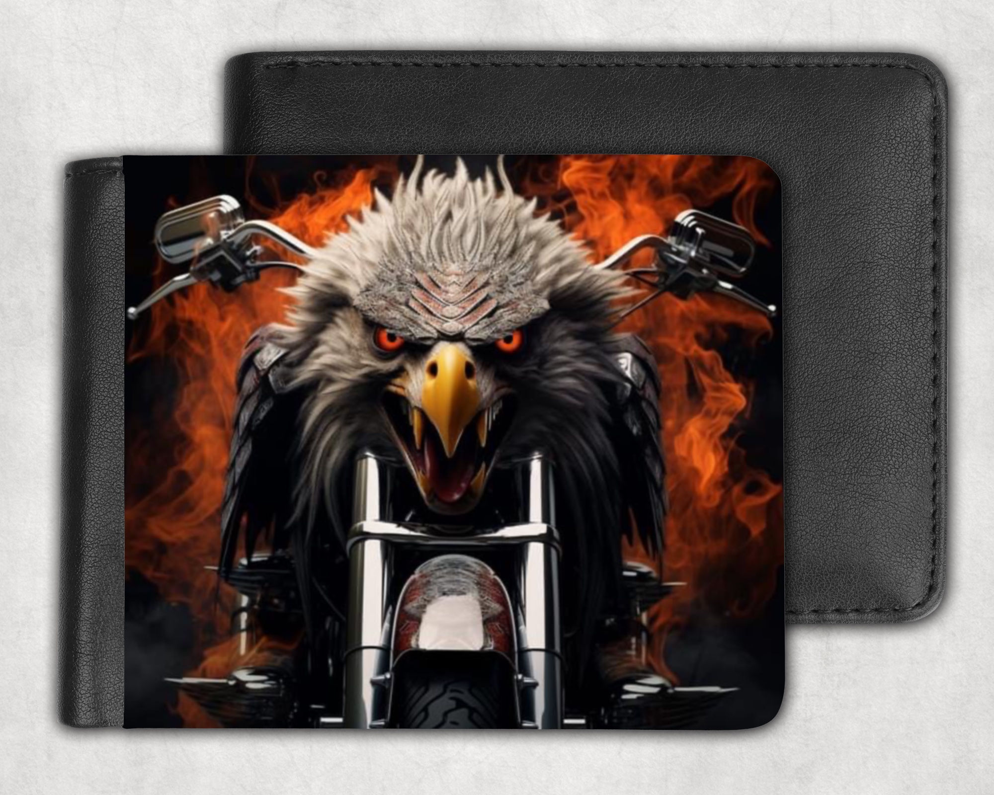 Eagle biker vegan wallet