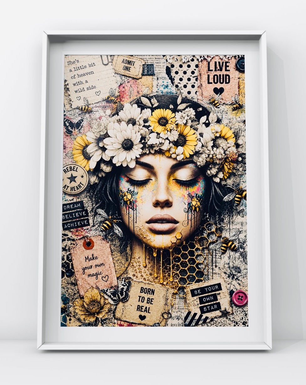 Bee in love retro art print