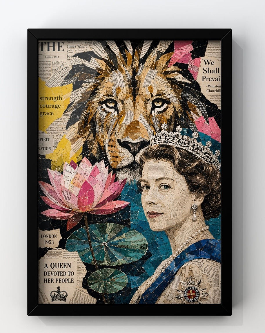 Retro Queen collage art print