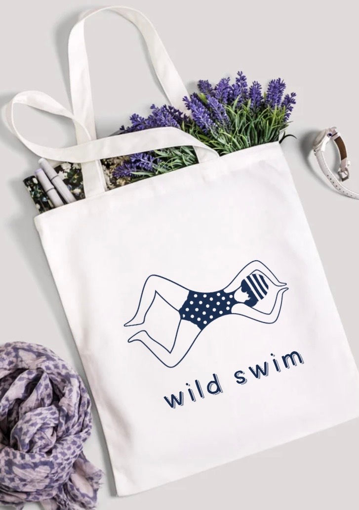 quirky wild swim tote bag