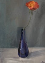 Rose in the blue vase,
Oil on canvas pad,
30 x 40 cm