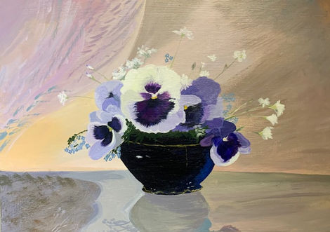 Pansies, 
 Oil on board, 
 30x40 cm
