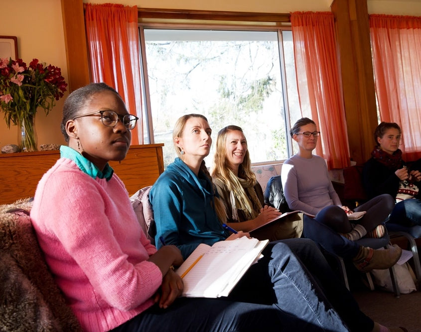 Sunbridge Institute Waldorf early childhood teacher education students in a seminar class, Chestnut Ridge NY