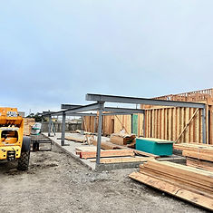 Structural steel framing erected on a Central Coast building site