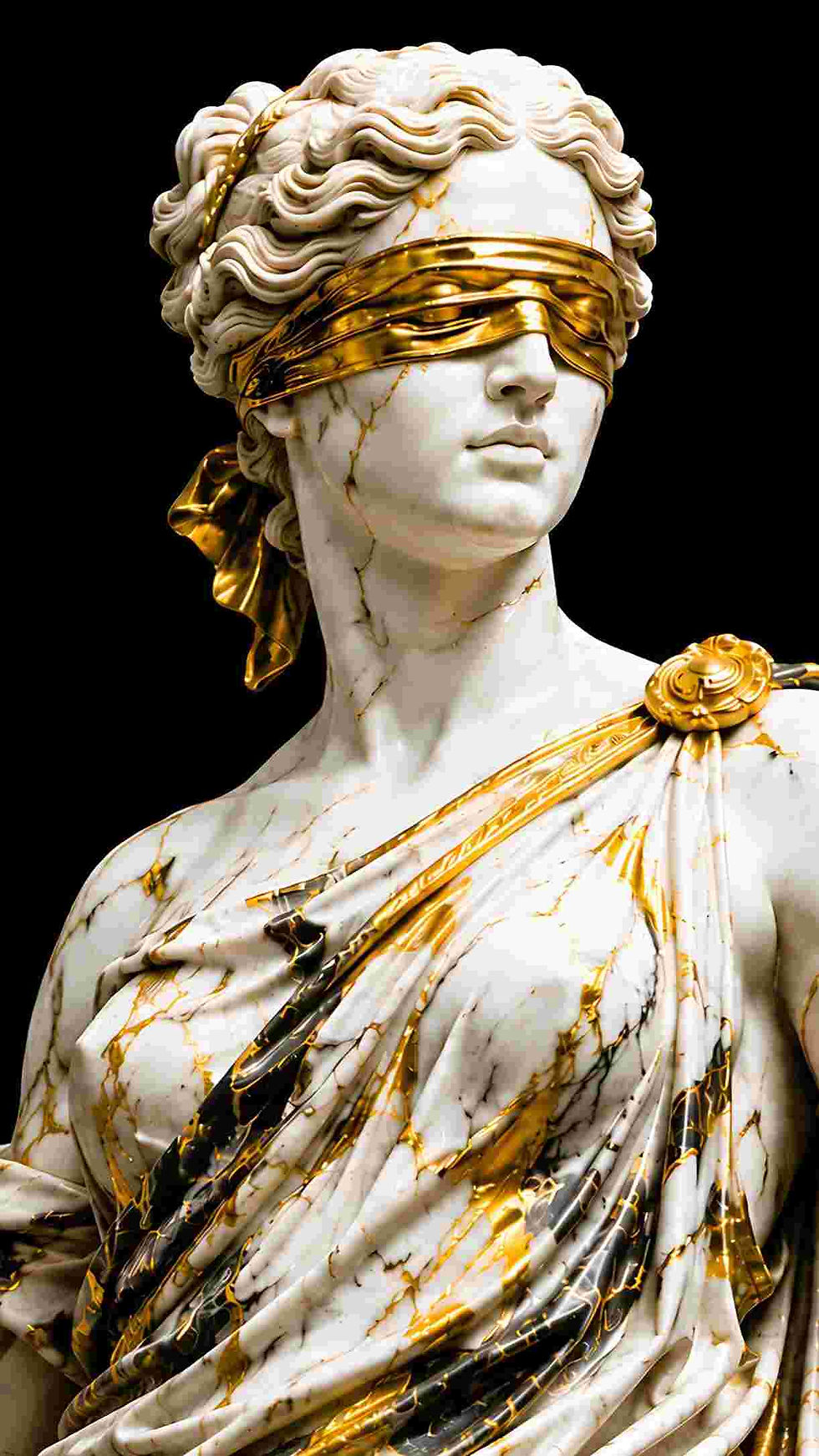 Blindfolded marble goddess statue representing S3NTIENCE's emotional electronic music aesthetic