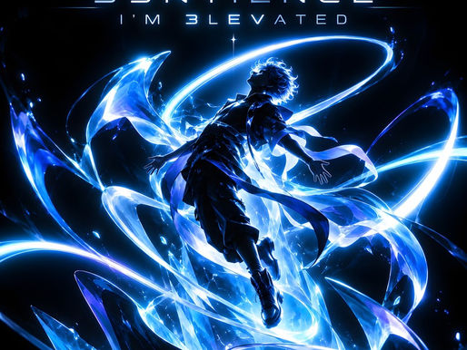 S3NTIENCE I’m 3levated single artwork featuring a futuristic character surrounded by glowing blue energy in an uplifting drum and bass release.