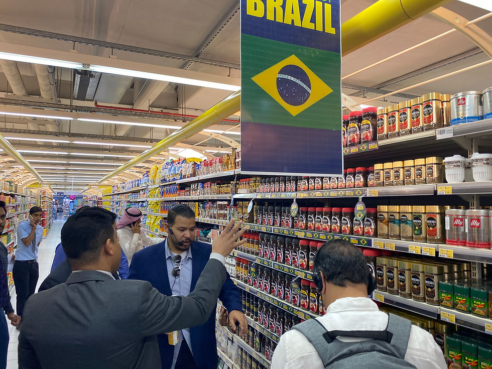 Brazilian products in grocery store in Saudi Arabia for market access.