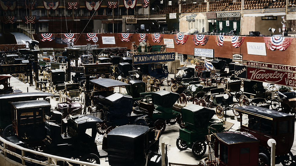 The first New York Auto Show was held at Madison Square Garden in 1900, featuring 69 exhibitors and attracting more than 48,000 visitors.