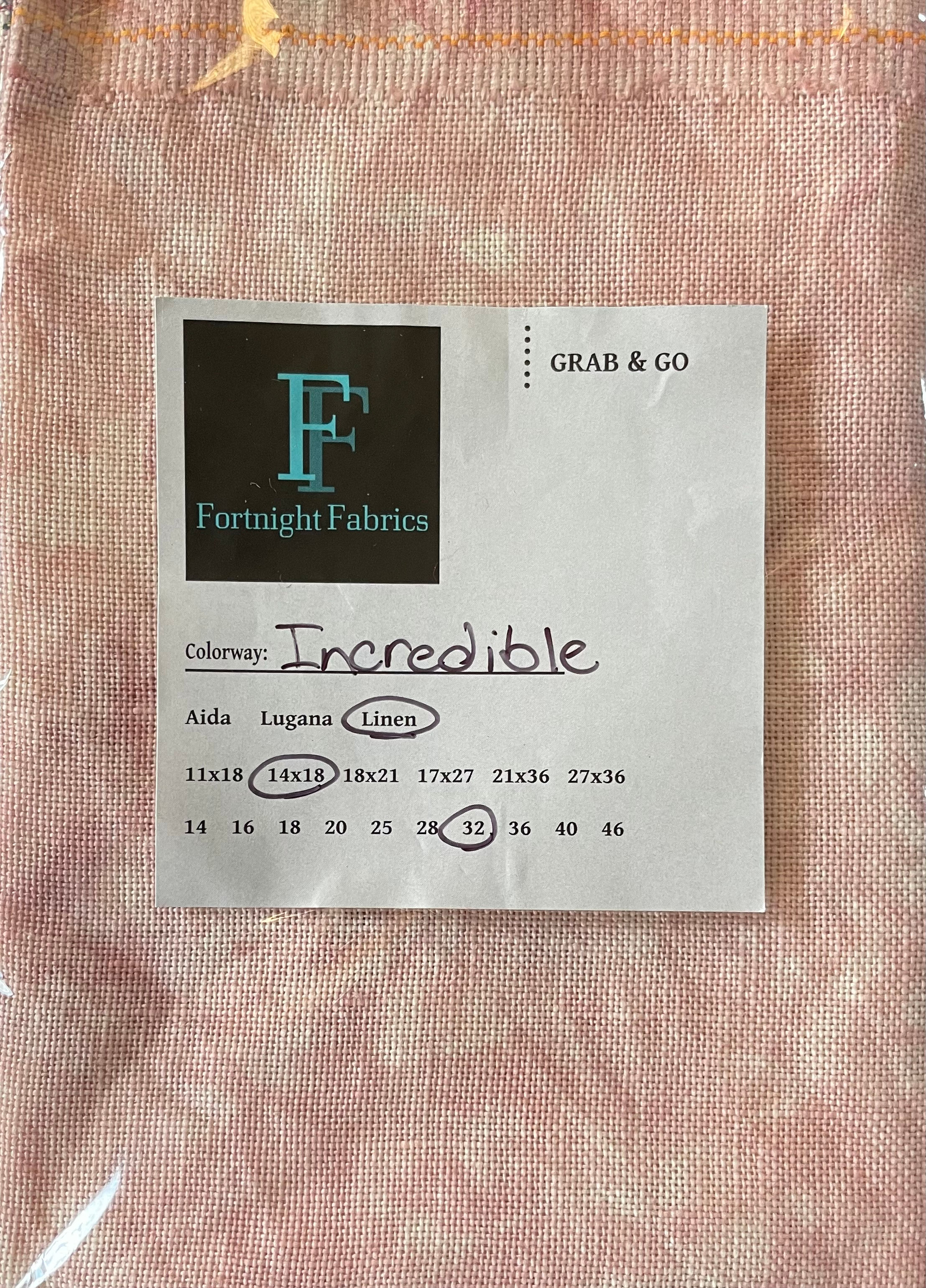 Fortnight Fabrics 32ct Incredible Linen