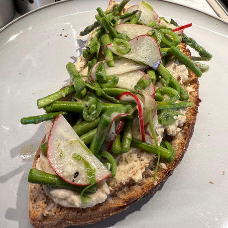 Asparagus Salad and Hummus on Toast