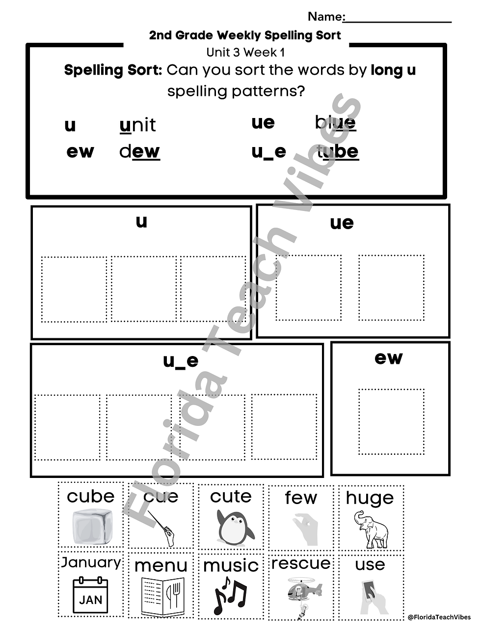 Thumbnail: Florida Benchmark Advanced Unit 3 | Second Grade Spelling Weekly Activities