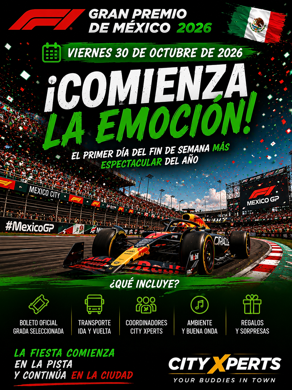 Experiencia Fórmula 1 – Gran Premio de México  🏎️ ¡Vive la Fórmula 1 en la Ciudad de México como nunca antes! 🏎️