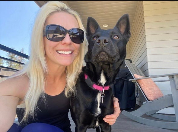 Denise and black dog