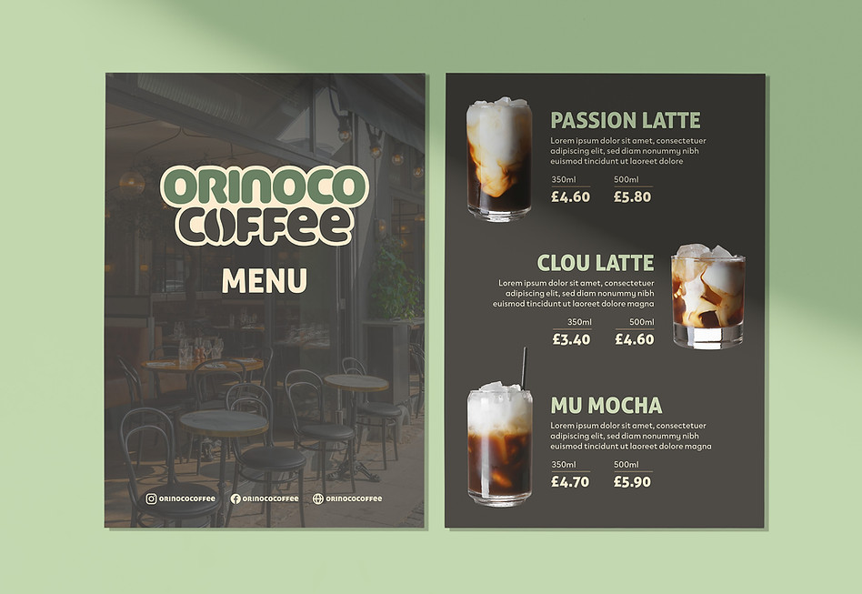 Orinoco Coffee Menu Mockup 2