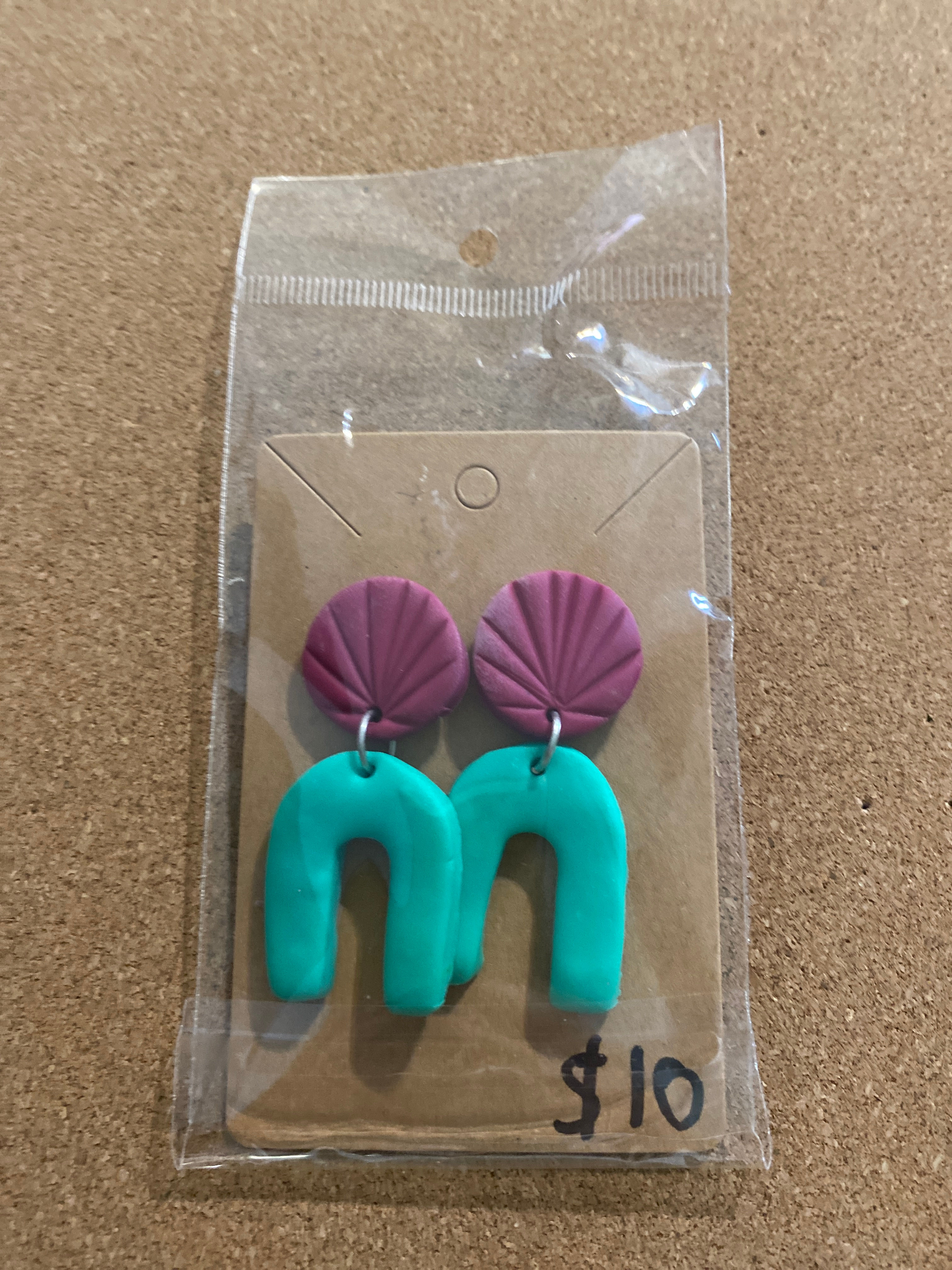 teal and pink earrings