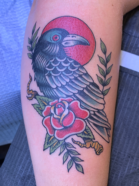 Mr Wright Tattoos Crow and Rose Tattoo