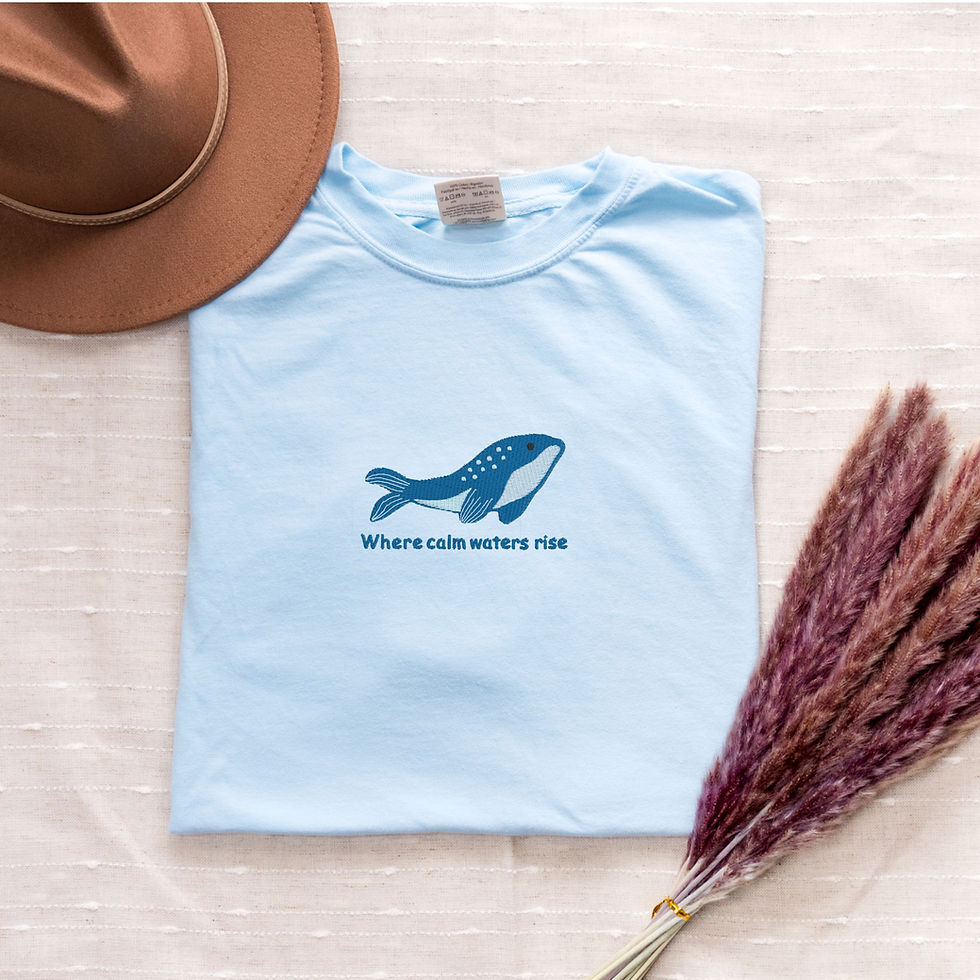 Thumbnail: Where Calm Waters Rise Whale Embroidered Tee