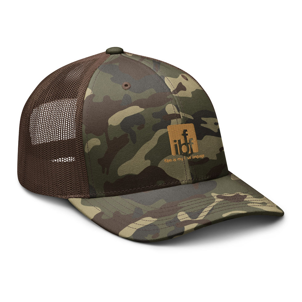 Thumbnail: "Film Is My Love Language" Camouflage trucker hat