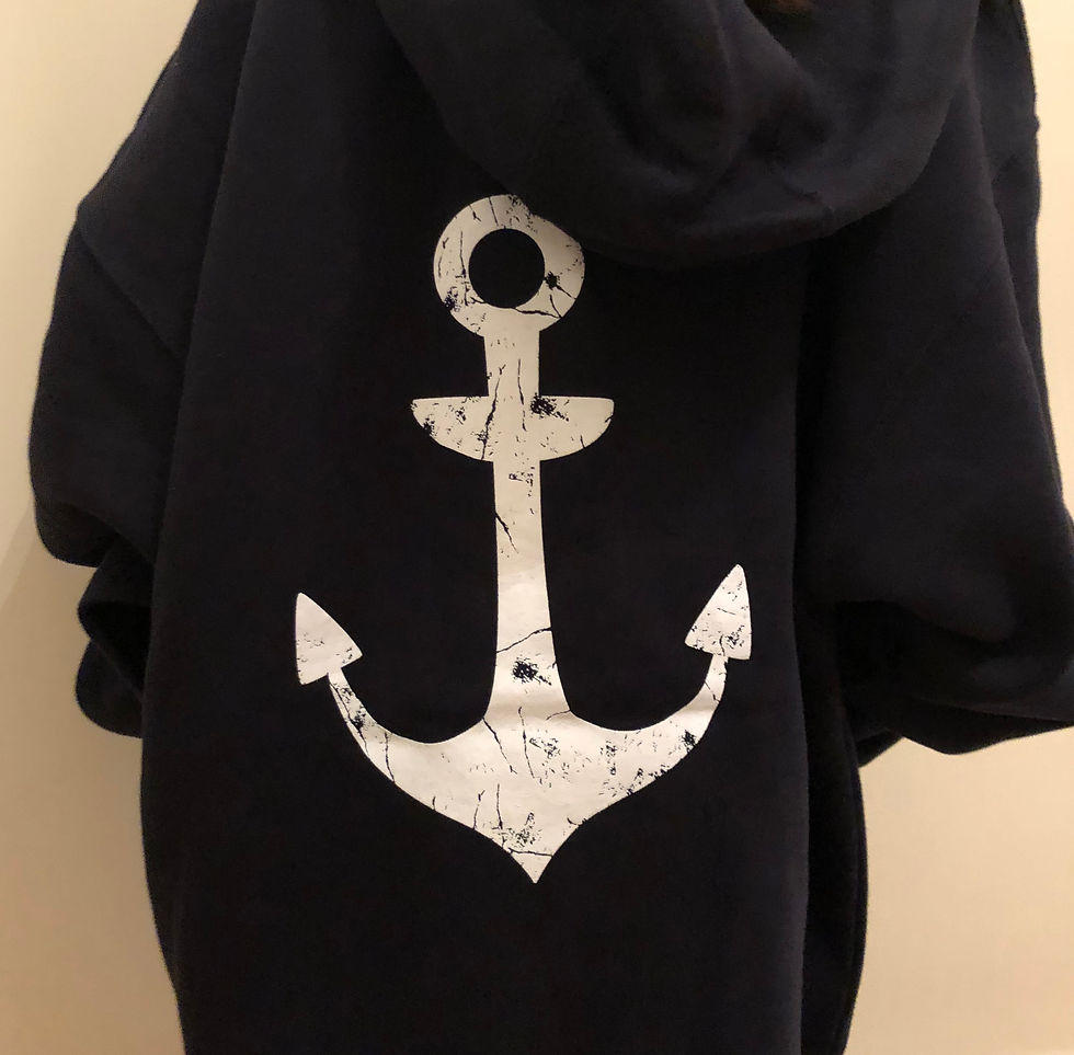 Thumbnail: Adult Navy Pullover Hooded Anchor Sweatshirt