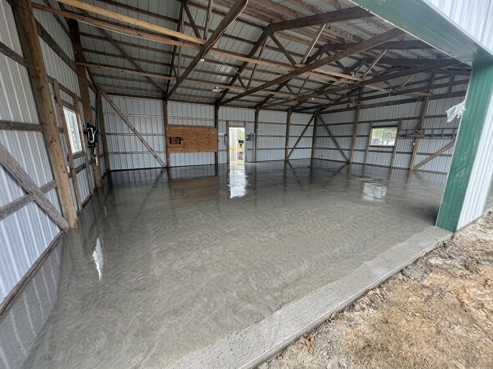 Freshly poured floor by a residential concrete contractor.