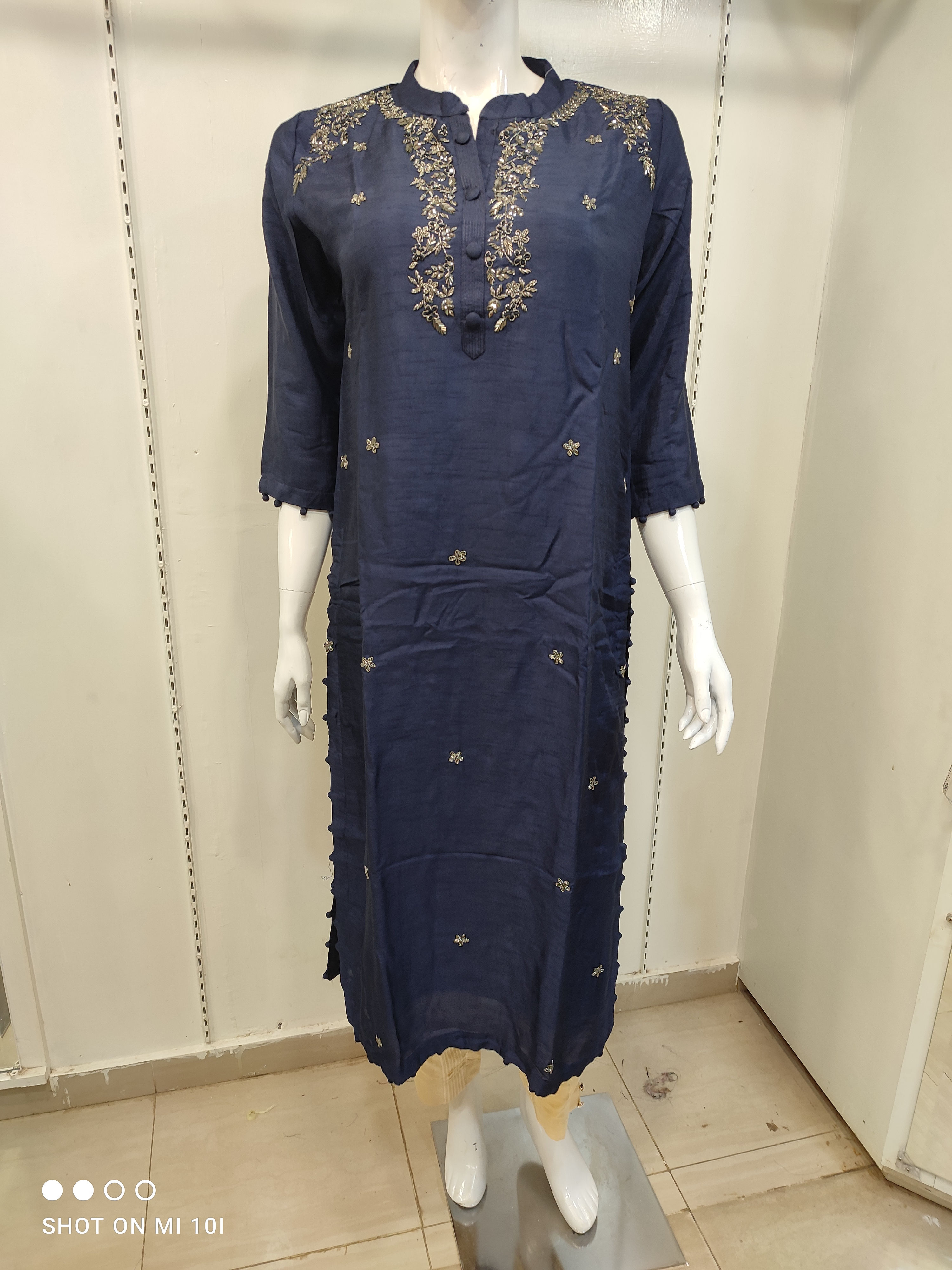Silk Kurti with hand work 