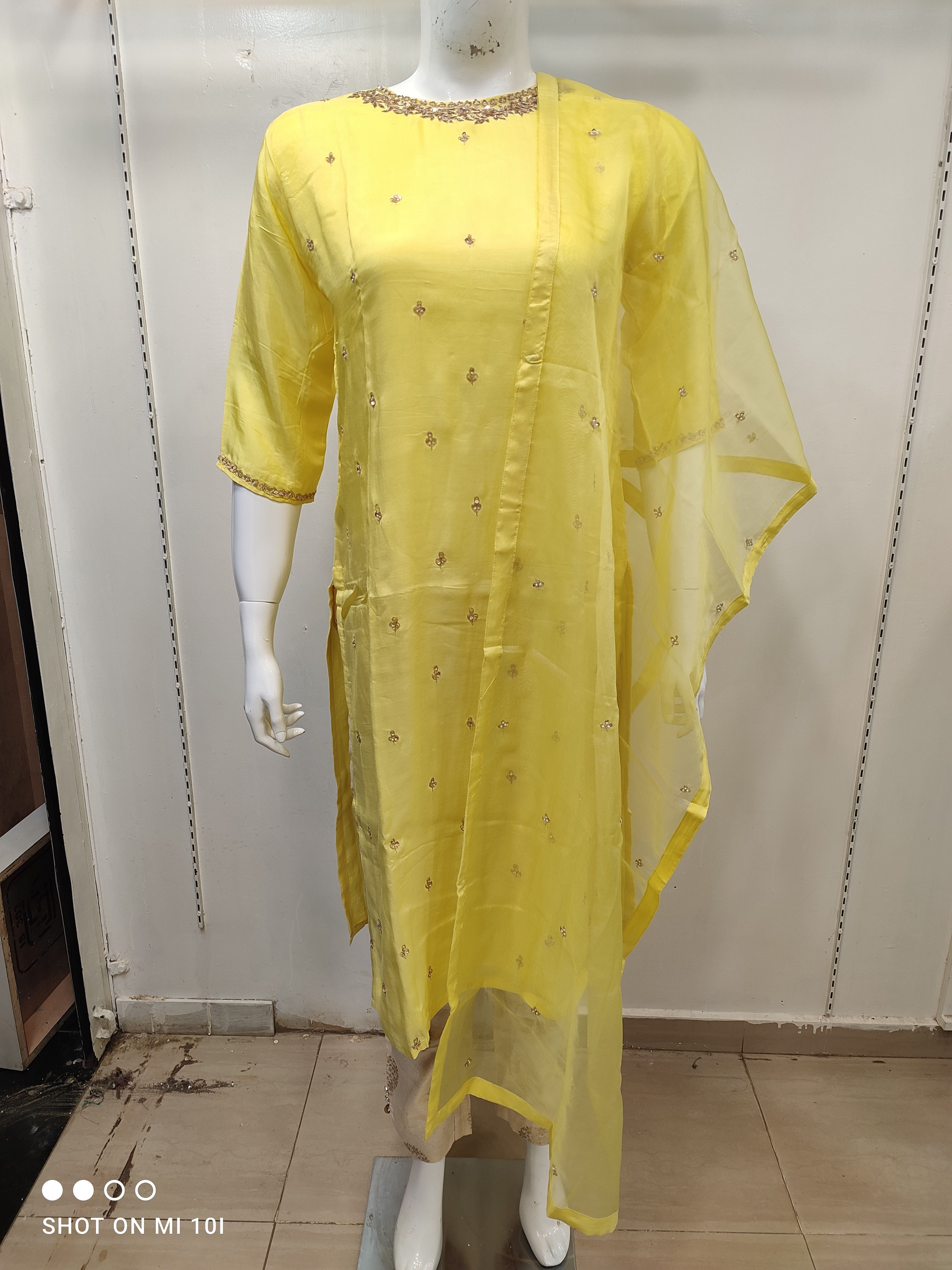 Musleen silk kurta with silk  pant and  organza dupatta