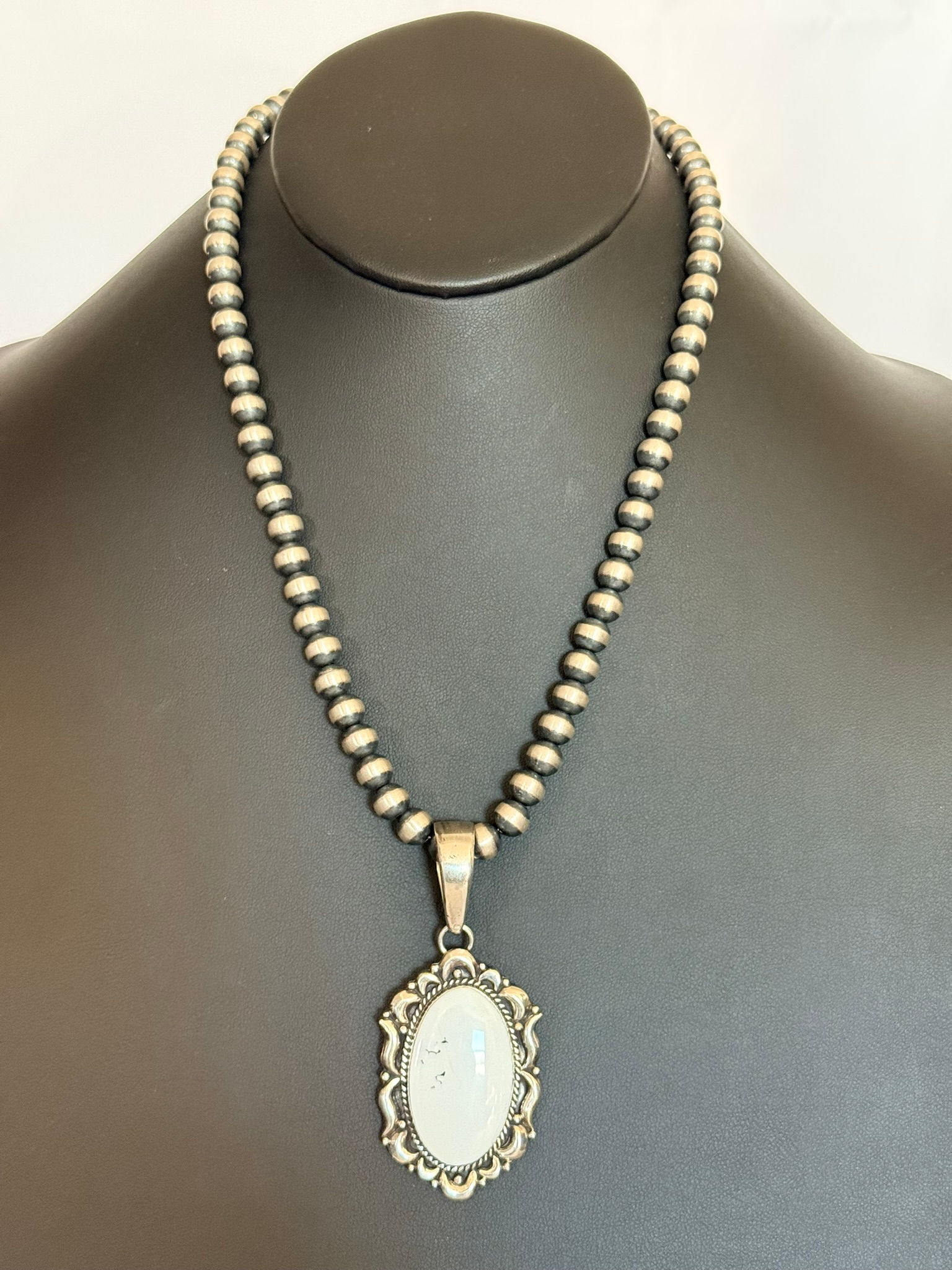 Sterling & White Buffalo Pendant