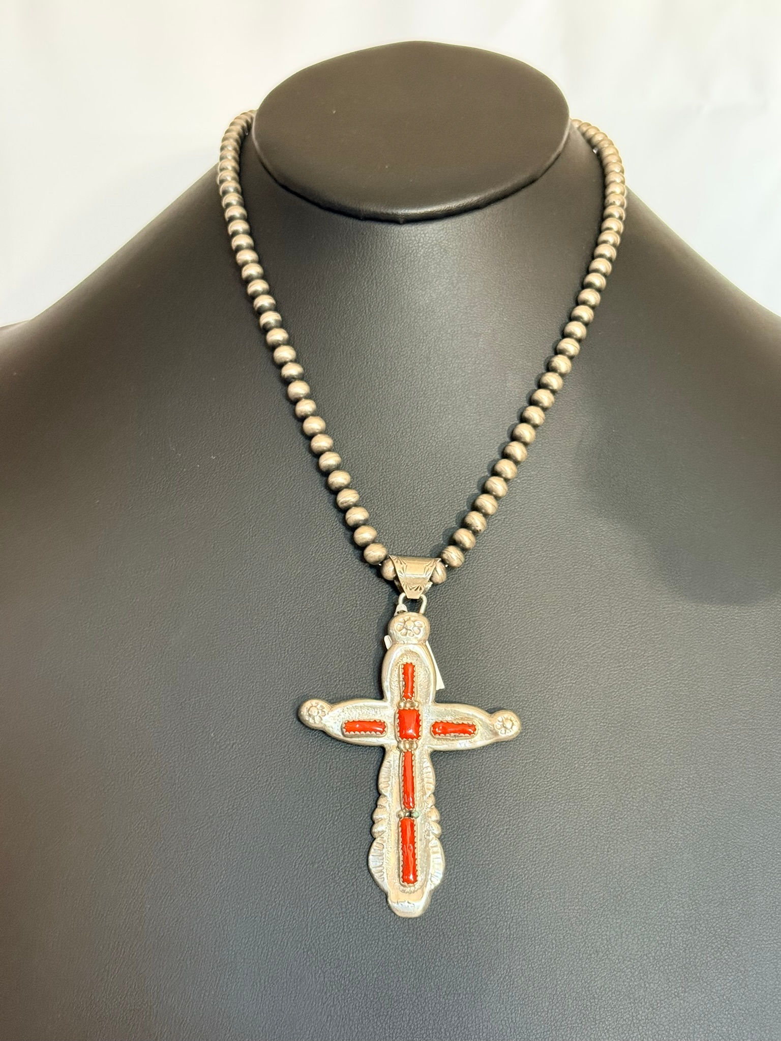 Sterling Cross with Coral