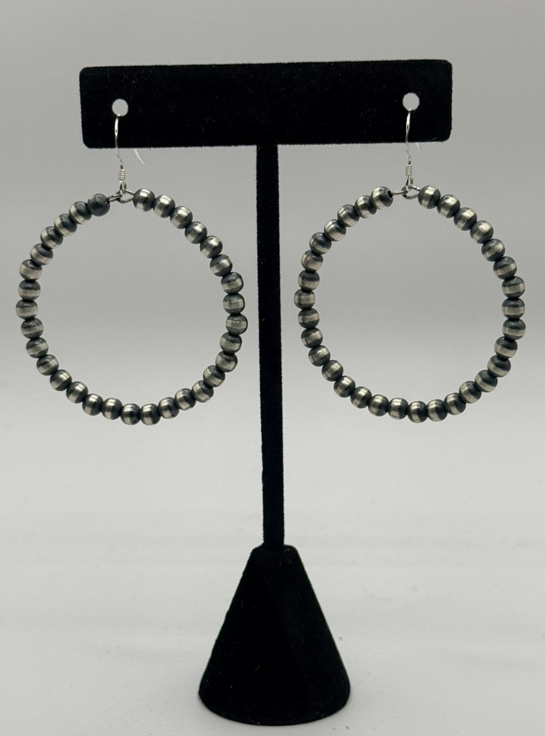 Sterling Silver Navajo Pearl Hoop Earrings