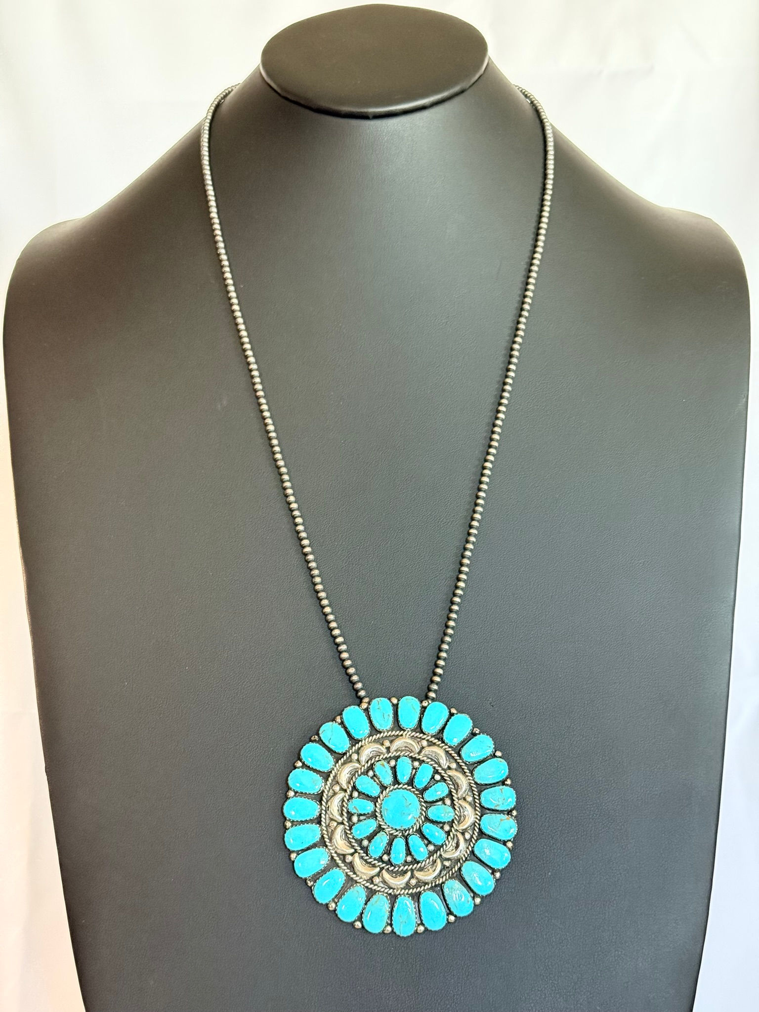 Sterling Turquoise Medallion Pendant