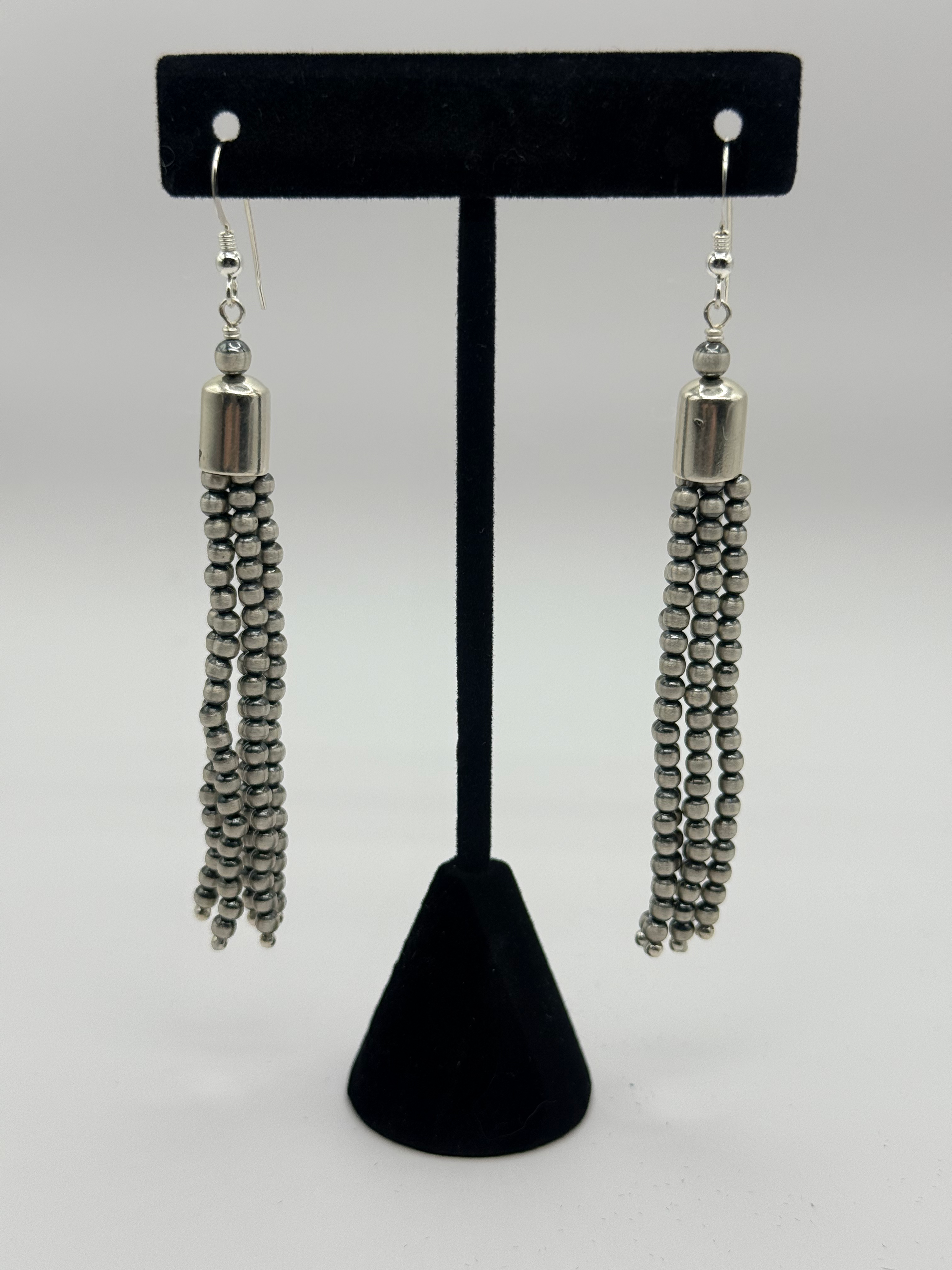 Multi-Strand Sterling Navajo Pearl Tassel Earrings